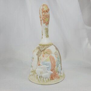 VTG Lefton Christopher Collection Porcelain Nativity Bell Hand Painted 1982